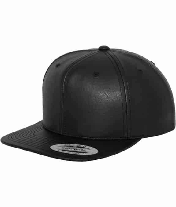 Full Leather Imitation Snapback black-black 1