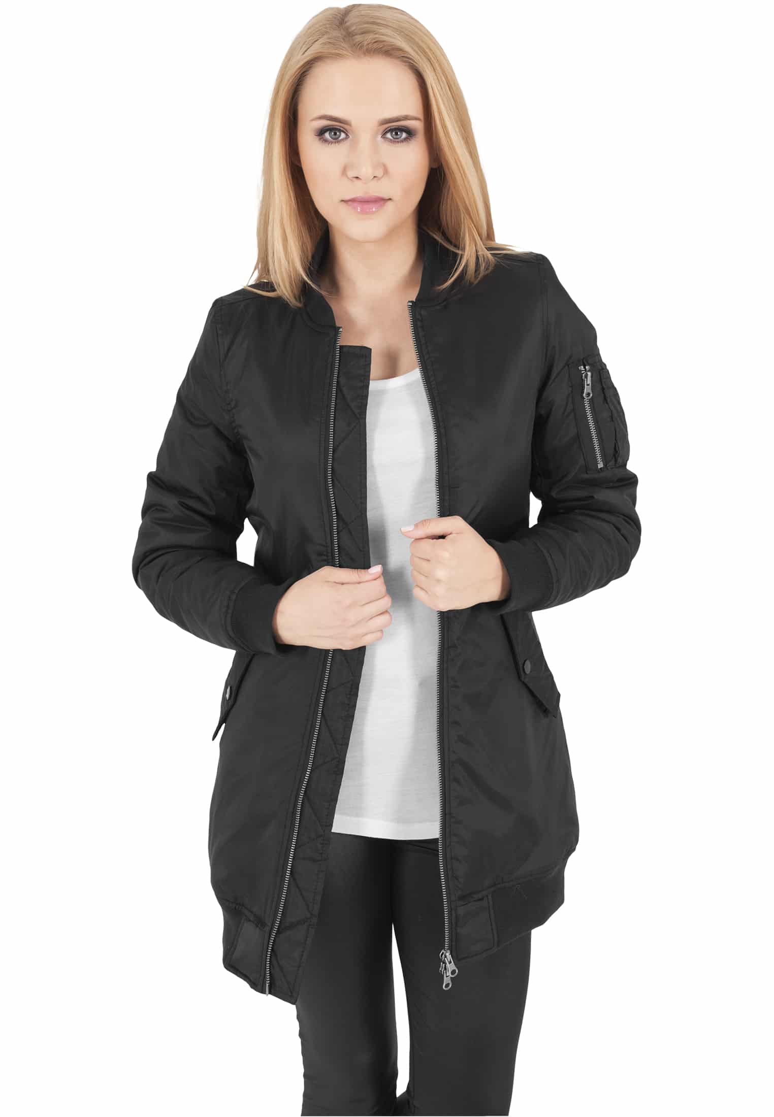 schattig compenseren samen Urban Classics Long Bomber Black Women - Bomber Jackets